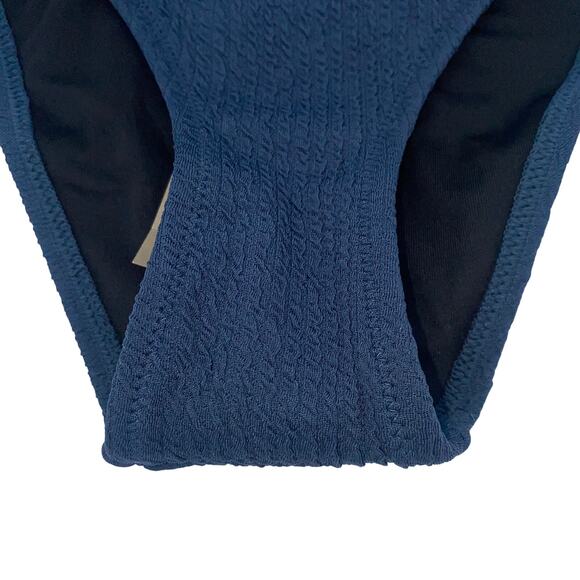 New J. Crew Blue Textured Cheeky Bikini Swim Bathing Suit Bottom Women's Small - Picture 4 of 8